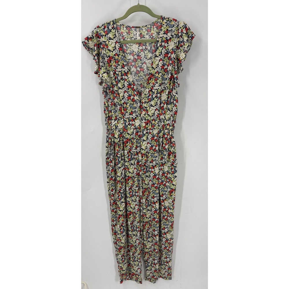 Free People Ruffle Your Feathers Floral elastic waist w/pockets, Jumpsuit S